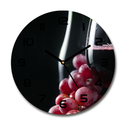 Wanduhr glas rund Trauben und Wein