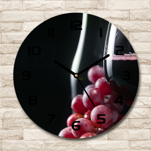 Wanduhr glas rund Trauben und Wein