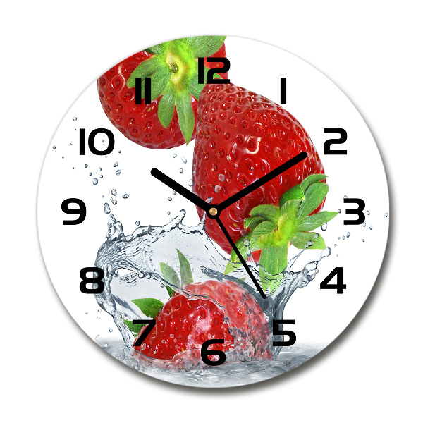 Wanduhr rund Erdbeeren und Wasser