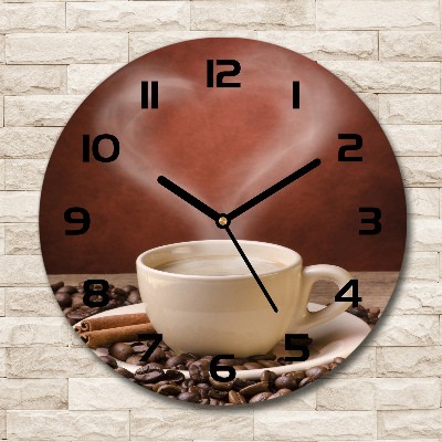 Wanduhr glas rund Aromatischer Kaffee