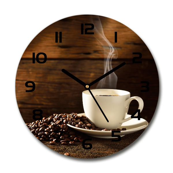 Wanduhr glas rund Eine Tasse Kaffee