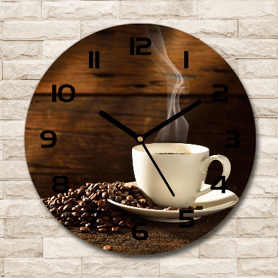 Wanduhr glas rund Eine Tasse Kaffee