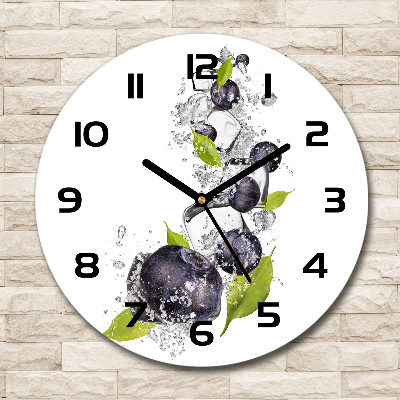 Wanduhr glas rund Beeren mit Eis
