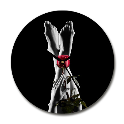 Wanduhr rund Rose und Füße