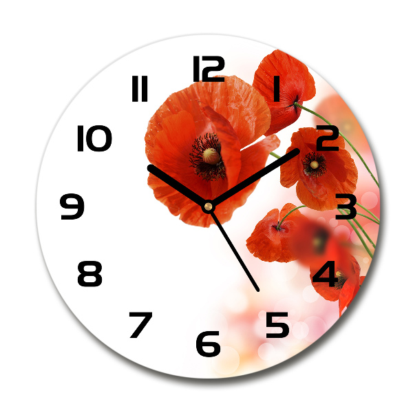 Wanduhr rund Mohnblumen