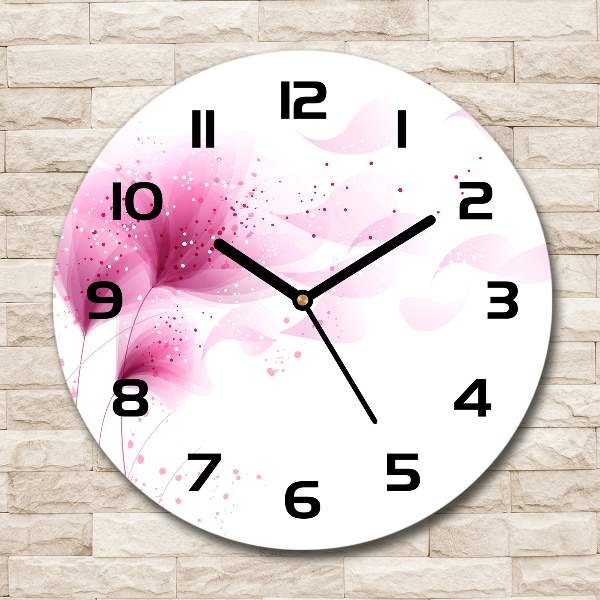 Wanduhr rund Rosa Blume