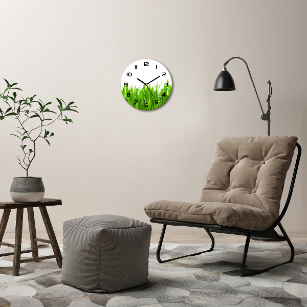 Wanduhr glas rund Gras
