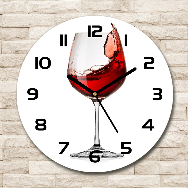 Wanduhr glas rund Rotwein