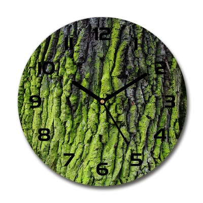 Wanduhr glas rund Baumrinde
