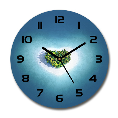 Wanduhr glas rund Herzförmige Insel
