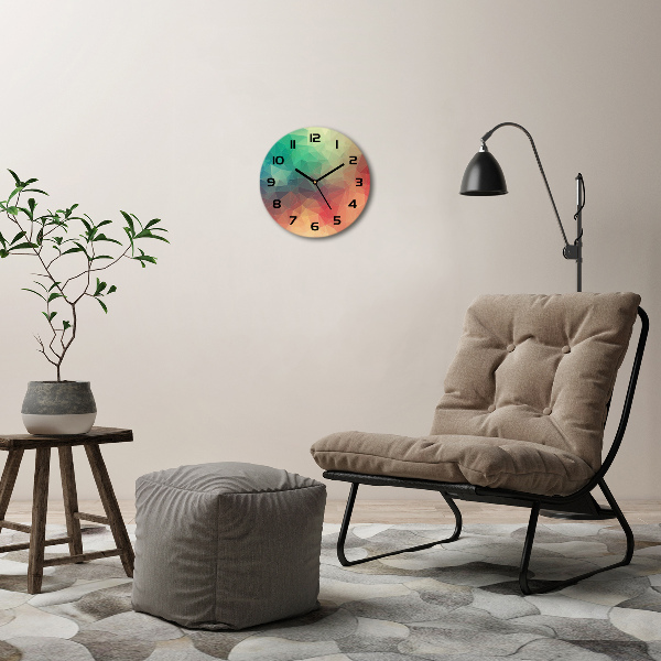 Wanduhr glas rund Geometrischer Hintergrund