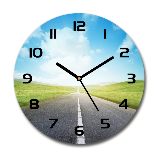 Wanduhr glas rund Der Weg durch die Wiese