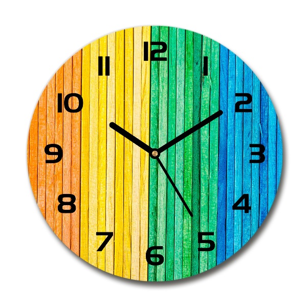 Wanduhr glas rund Bunte Streifen