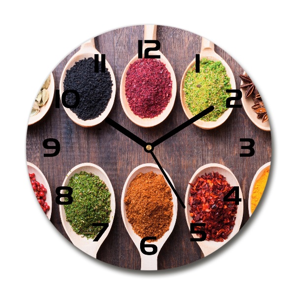 Wanduhr glas rund Bunte Gewürze