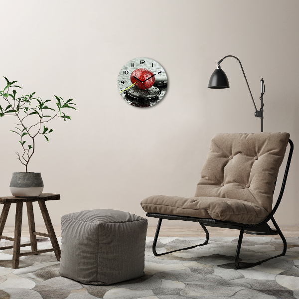 Wanduhr rund Kirschbaum im Regen