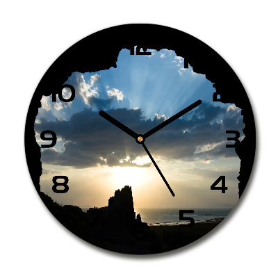 Wanduhr glas rund Sonnenuntergang