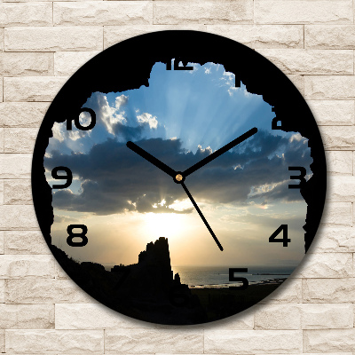 Wanduhr glas rund Sonnenuntergang