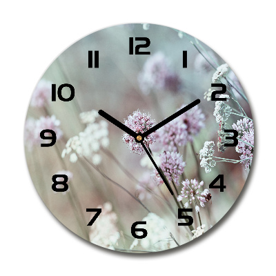 Wanduhr glas rund Wildblumen