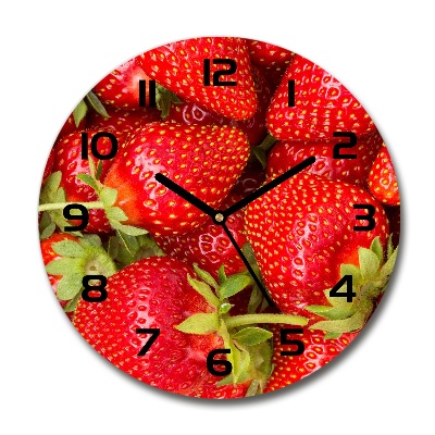 Wanduhr rund Erdbeeren