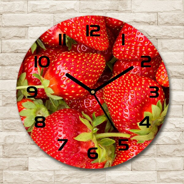 Wanduhr rund Erdbeeren