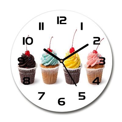 Wanduhr glas rund Cupcakes