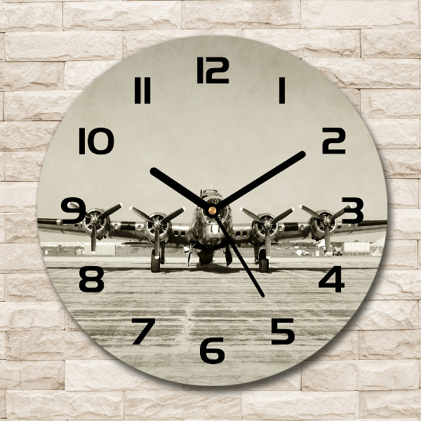 Wanduhr glas rund Alter Bomber