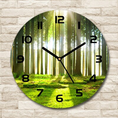 Wanduhr glas rund Wald in der Sonne