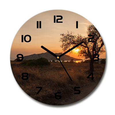 Wanduhr glas rund Sonnenuntergang