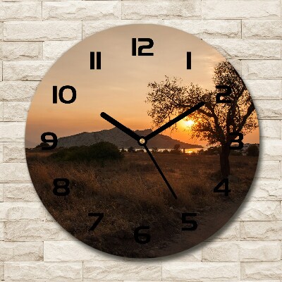 Wanduhr glas rund Sonnenuntergang