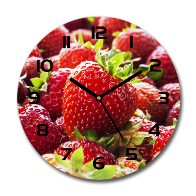 Wanduhr glas rund Erdbeeren