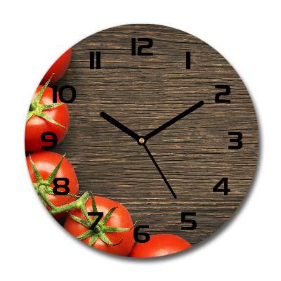 Wanduhr rund Tomaten auf Holz