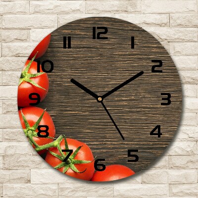Wanduhr rund Tomaten auf Holz