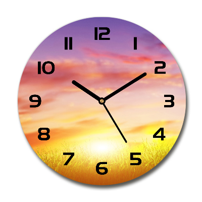 Wanduhr glas rund Sonnenuntergang
