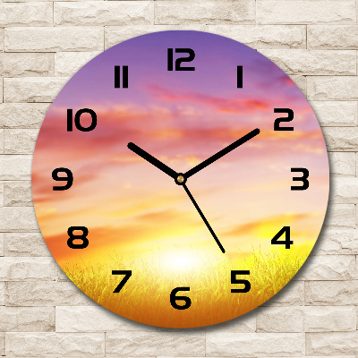 Wanduhr glas rund Sonnenuntergang
