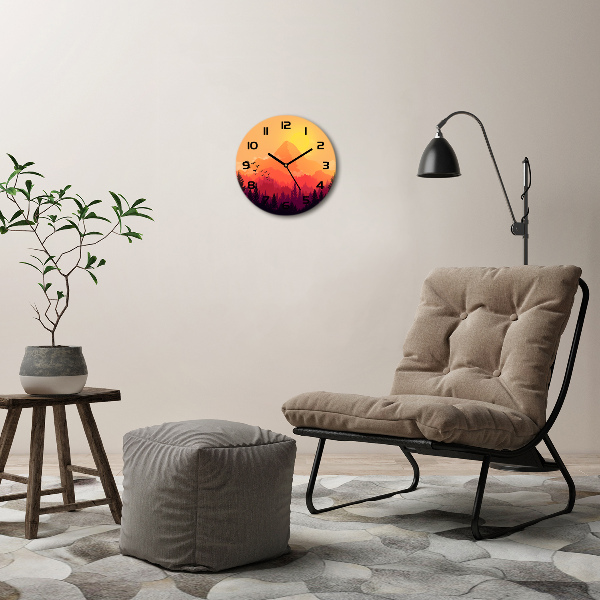 Wanduhr glas rund Berglandschaft