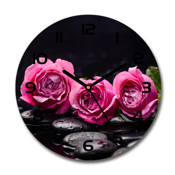 Wanduhr rund Rosa Rosen