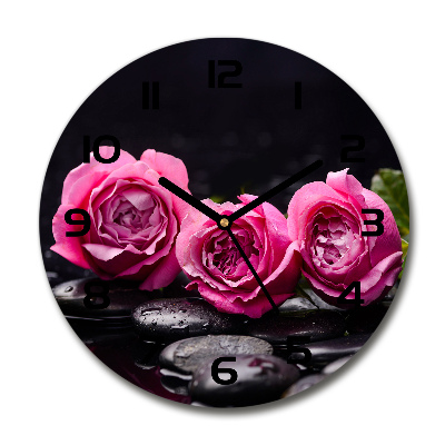 Wanduhr rund Rosa Rosen