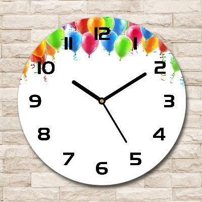 Wanduhr glas rund Bunte Luftballons