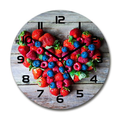 Wanduhr glas rund Herz der Frucht