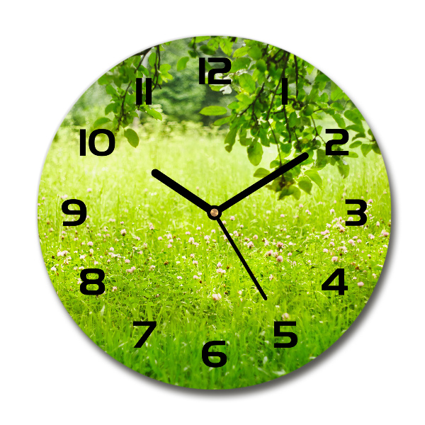 Wanduhr rund Grüne Wiese