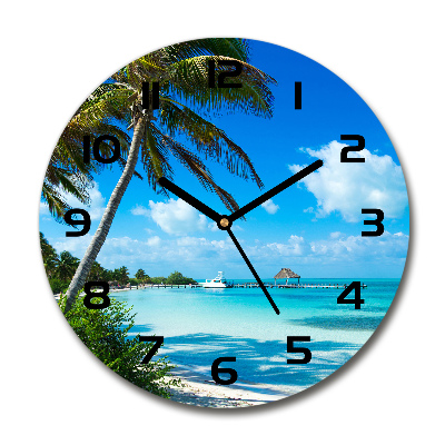 Wanduhr glas rund Tropischer Strand