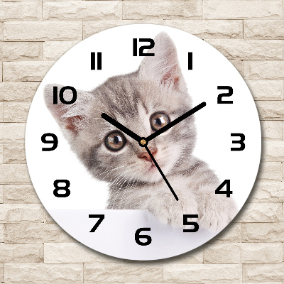 Wanduhr rund Graue Katze