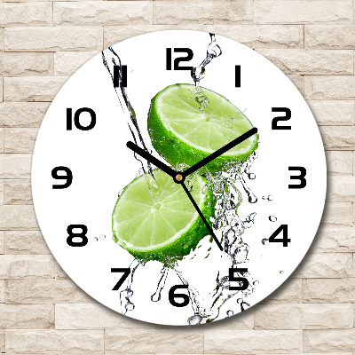 Wanduhr rund Limetten und Wasser