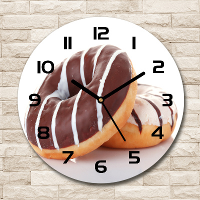 Wanduhr glas rund Schokoladen-Donuts
