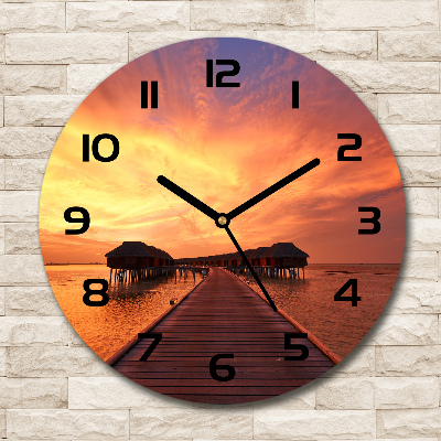 Wanduhr glas rund Bungalows auf den Malediven