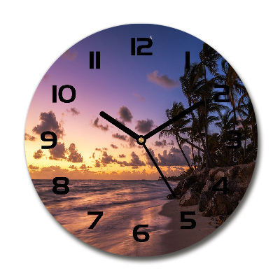 Wanduhr glas rund Sonnenuntergang am Strand