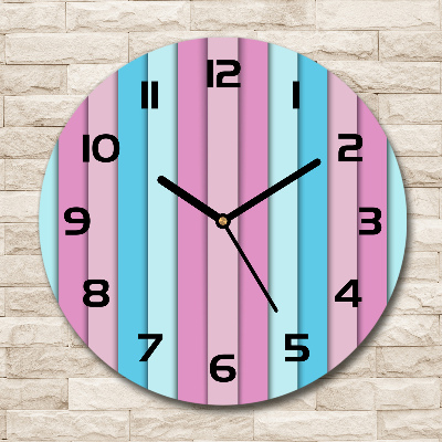 Wanduhr glas rund Bunte Streifen