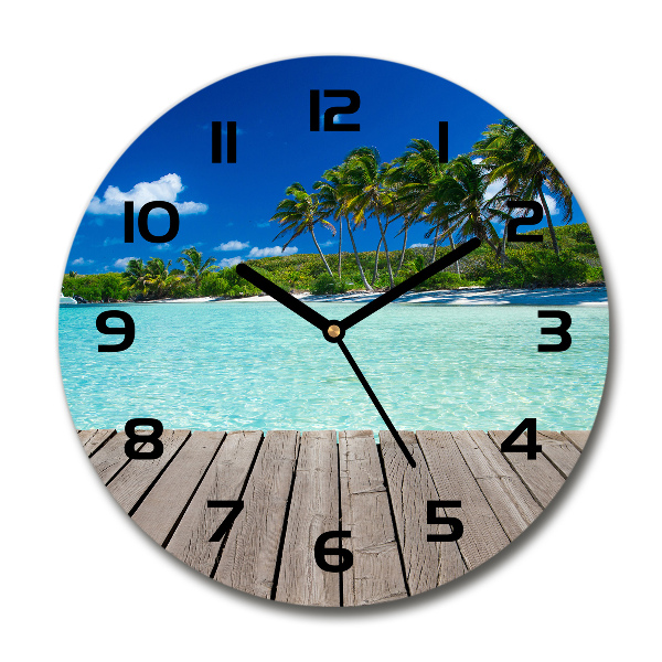 Wanduhr glas rund Tropischer Strand