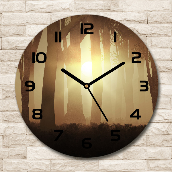 Wanduhr glas rund Nebel im Wald