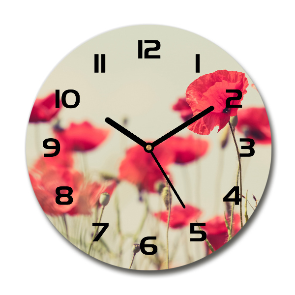 Wanduhr rund Feldmohn
